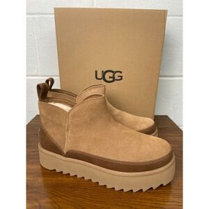 UGG Alina Ultra Mini Platform Suede Ankle Boots Chestnut Women's Size 9 NIB